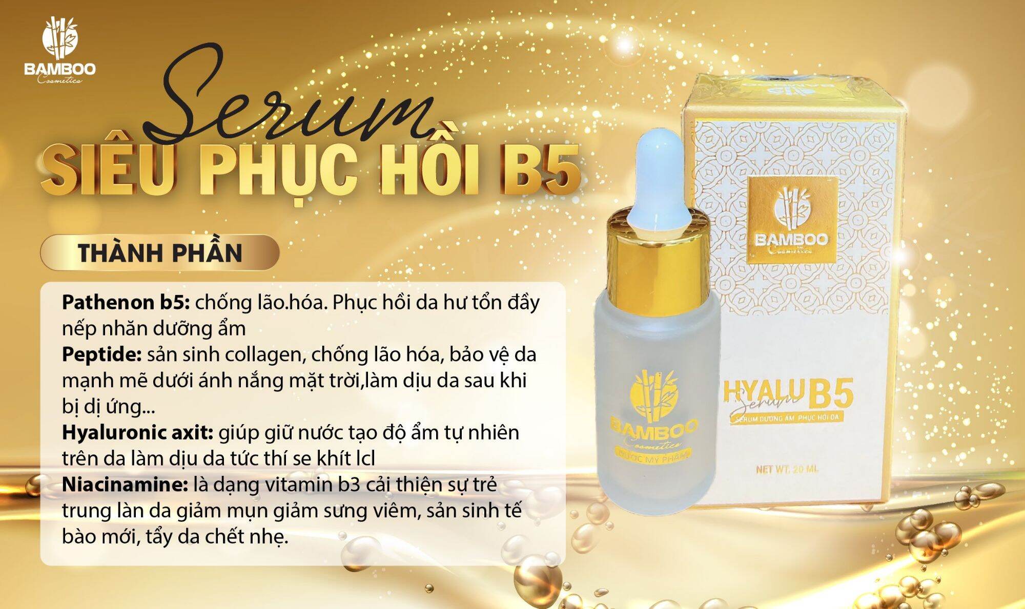 💥Mẫu mới💥Serum B5 Bamboo , tái tạo da, chống lão hóa