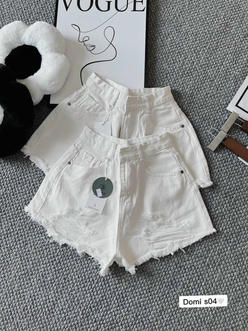Quần short nữ lưng cao cào rách đùi