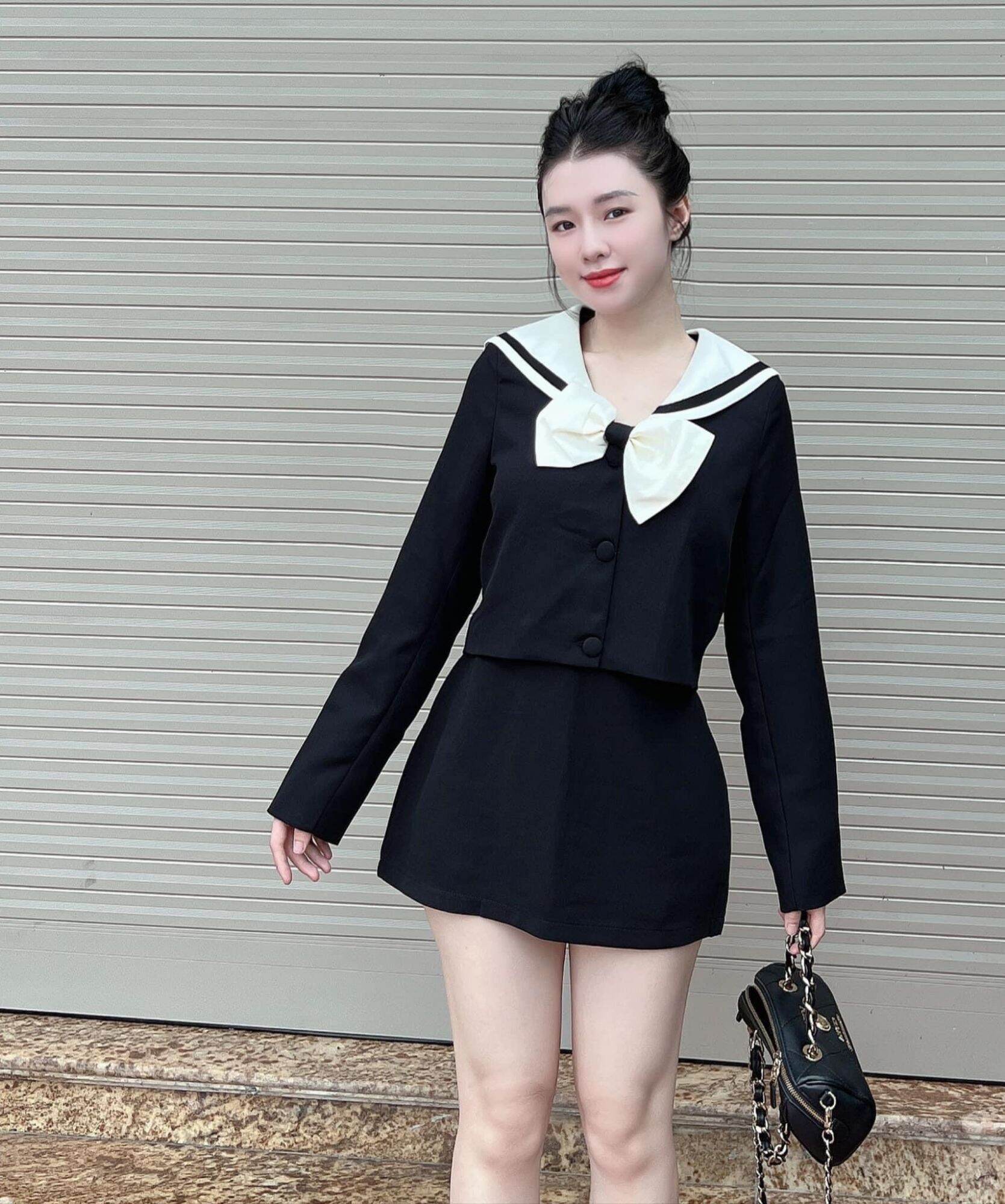 Sét váy nơ thủy thủ sẵn hànv HNG32