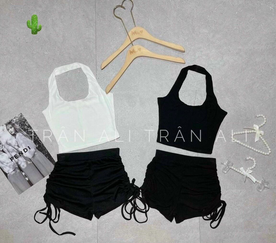 SÉT YẾM TRÒNG CỔ KÈM QUẦN RÚT DÂY BODY HOT S7