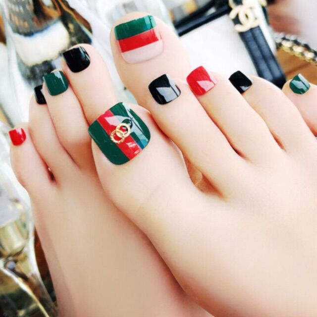 Bộ 24 móng chân giả nhiều màu