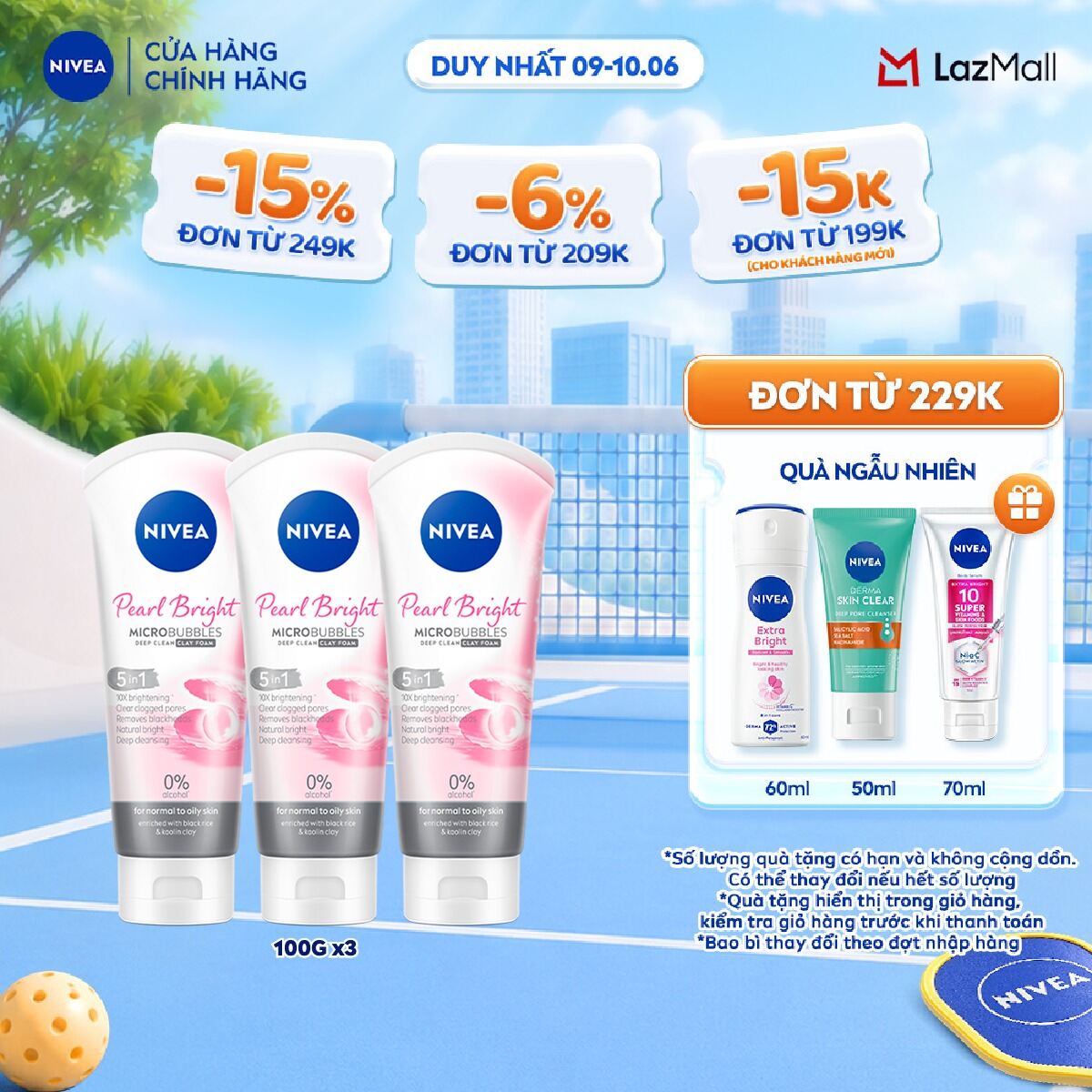 Bộ 3 Sữa Rửa Mặt NIVEA Pearl Bright Ngọc Trai Đất Sét Dưỡng Trắng (100 g) - 81273x3