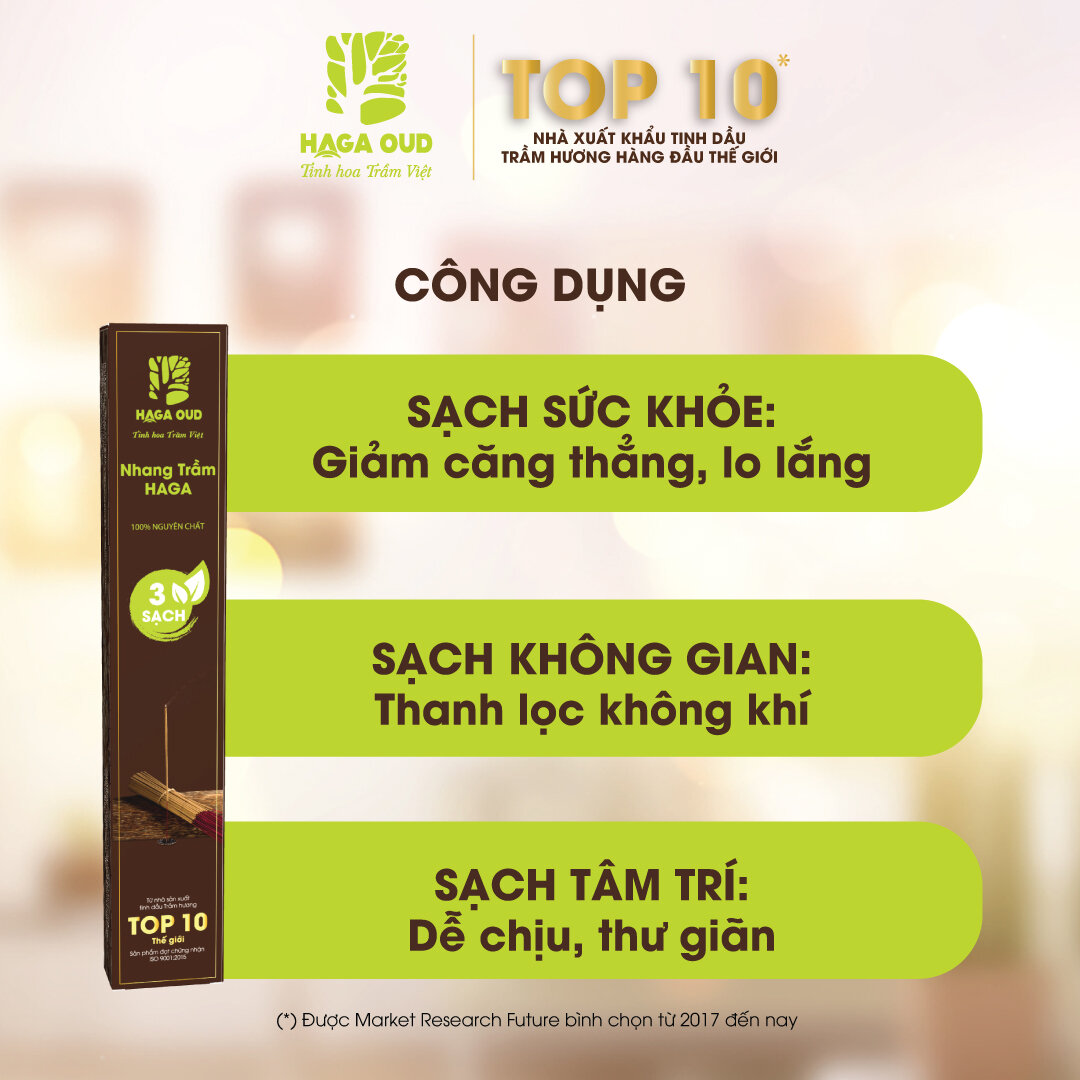 Nhang Trầm HAGA 40cm 3 sạch 100 cây