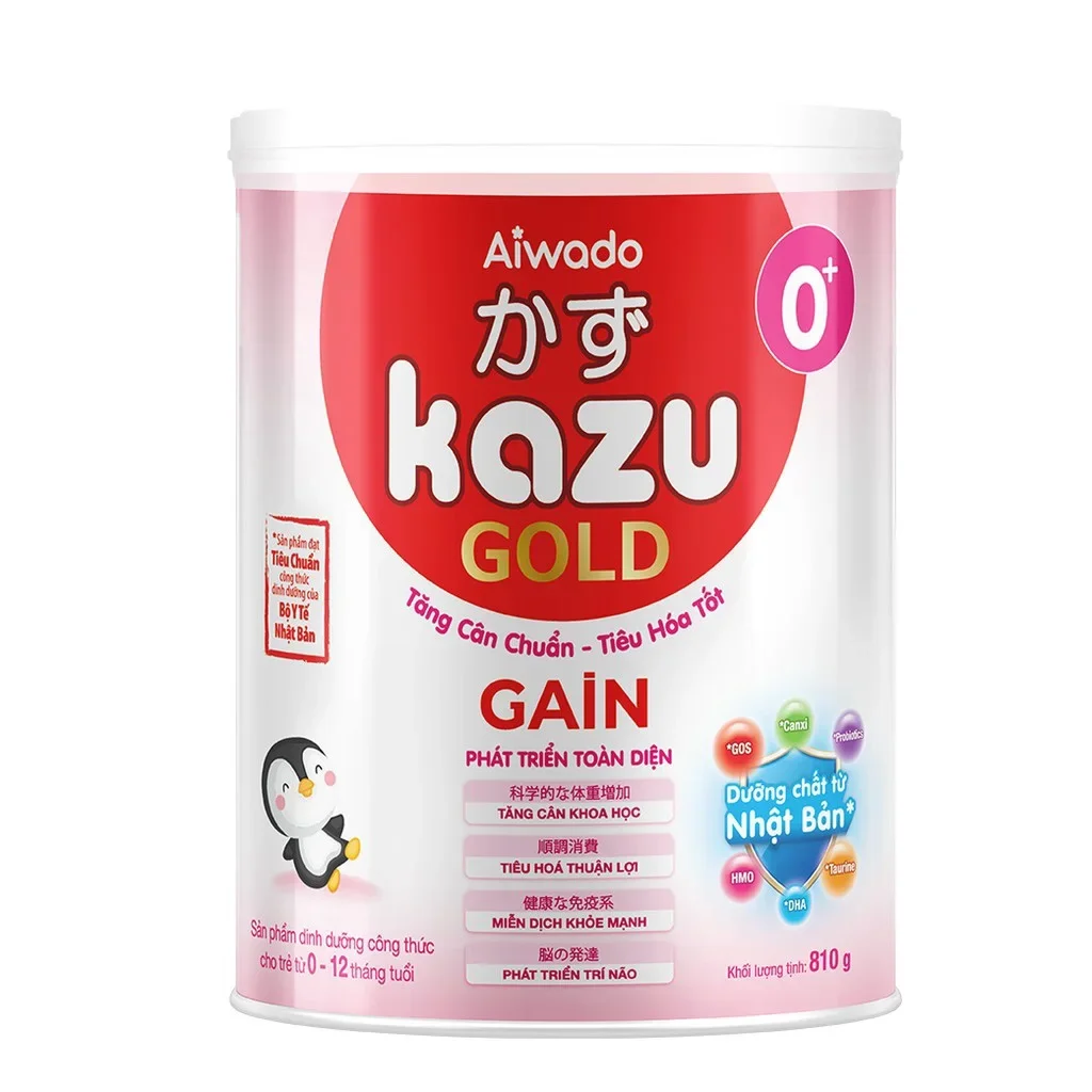 [HCM]Tặng vali kéo - combo 2 lon sữa bột Kazu gold Gain 0+ 810g