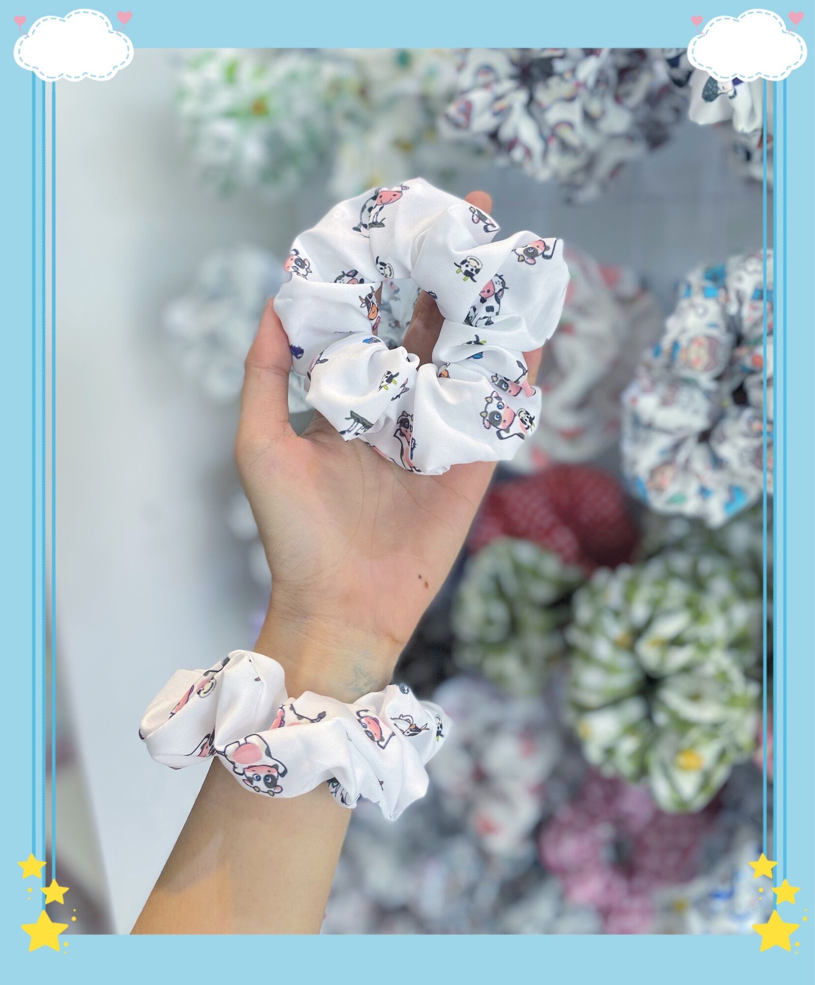 (Ảnh Thật) Dây buộc tóc , cột tóc vải , Scrunchies Dễ Thương Hot Hit