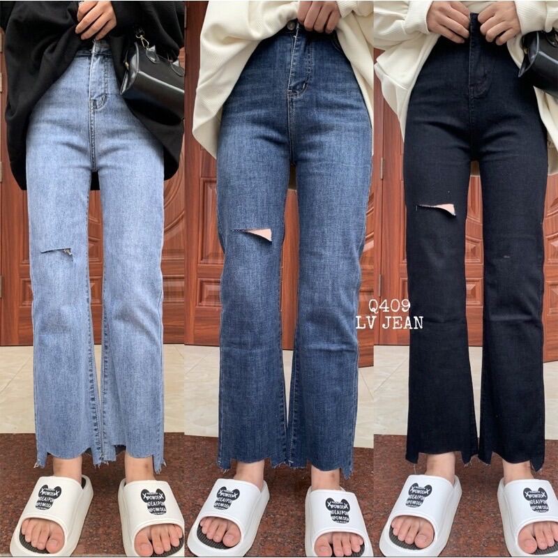 Baggy Jeans Ống Suông Rách Gấu 1L