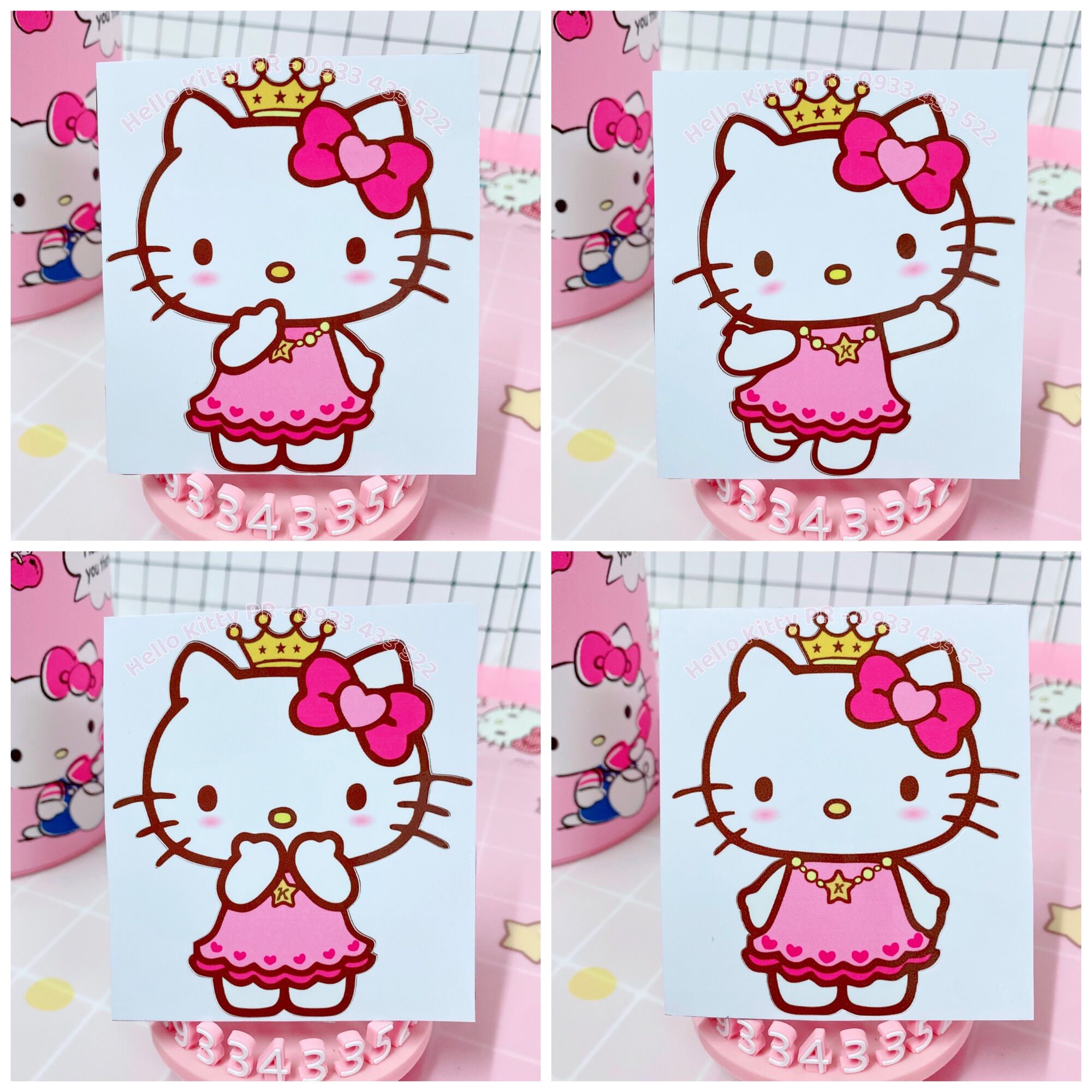 [Freeship MAX] Decal dán trang trí ( nón bảo hiểm, xe, ổ điện, tủ kính ) HelloKitty PR