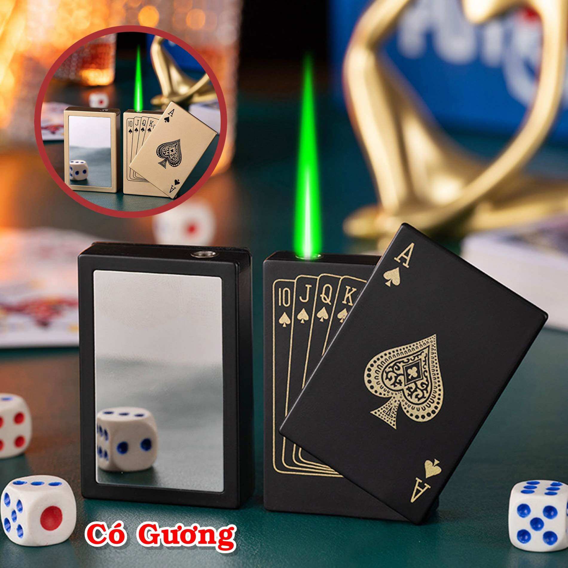 [Hcm] Card-Shaped Gas Lighter – with Mirror, Flashing Led Light, Strong Flame