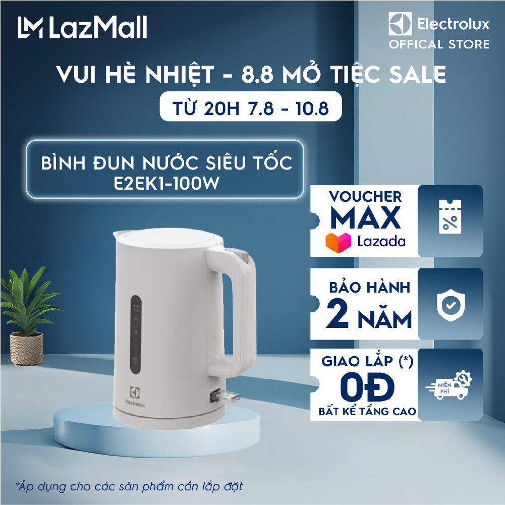 Bình đun siêu tốc 1.7L Electrolux E2EK1-100W - nhựa cao cấp, an toàn, BH 24 tháng