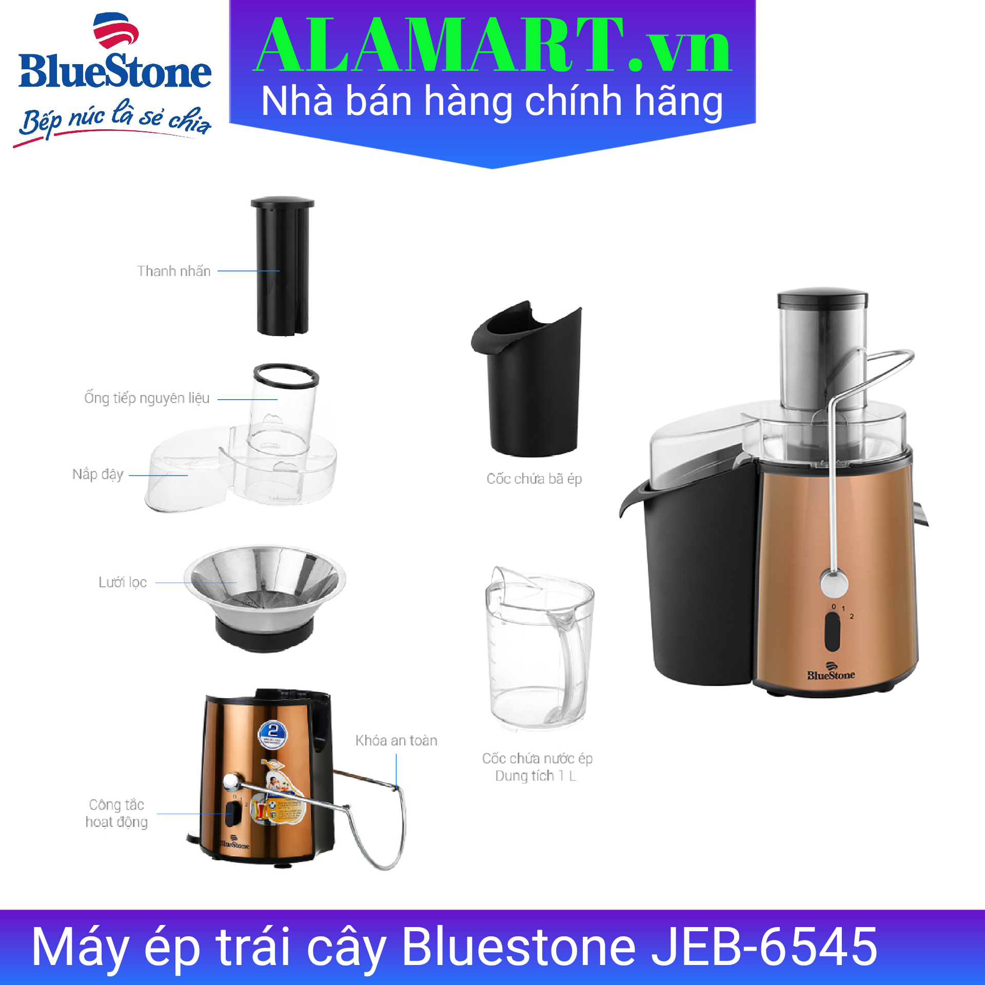 Máy ép trái cây Bluestone JEB-6545 850w