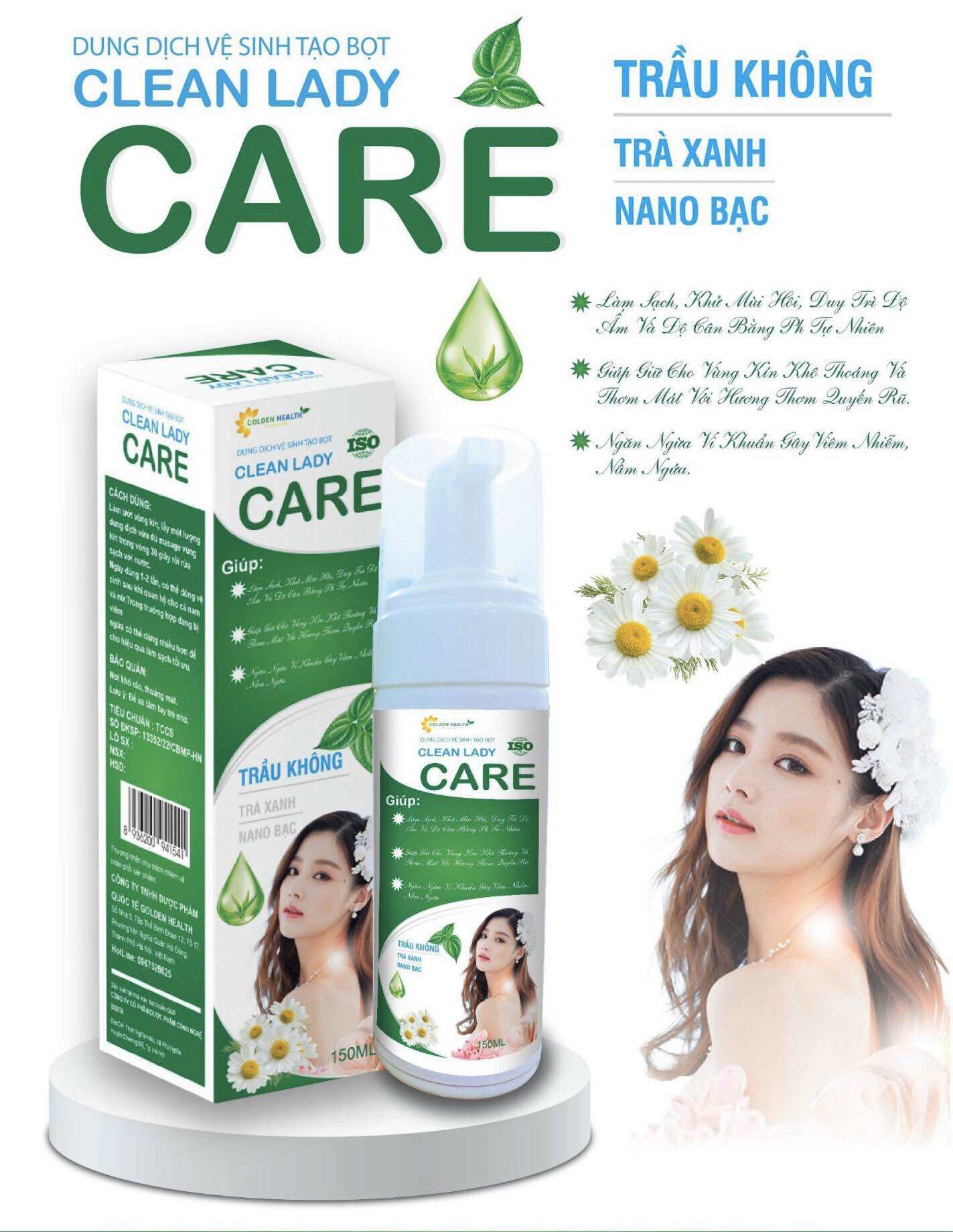 Dung dịch vệ sinh phụ nữ Clean Lady Care loại tạo bọt 150ml