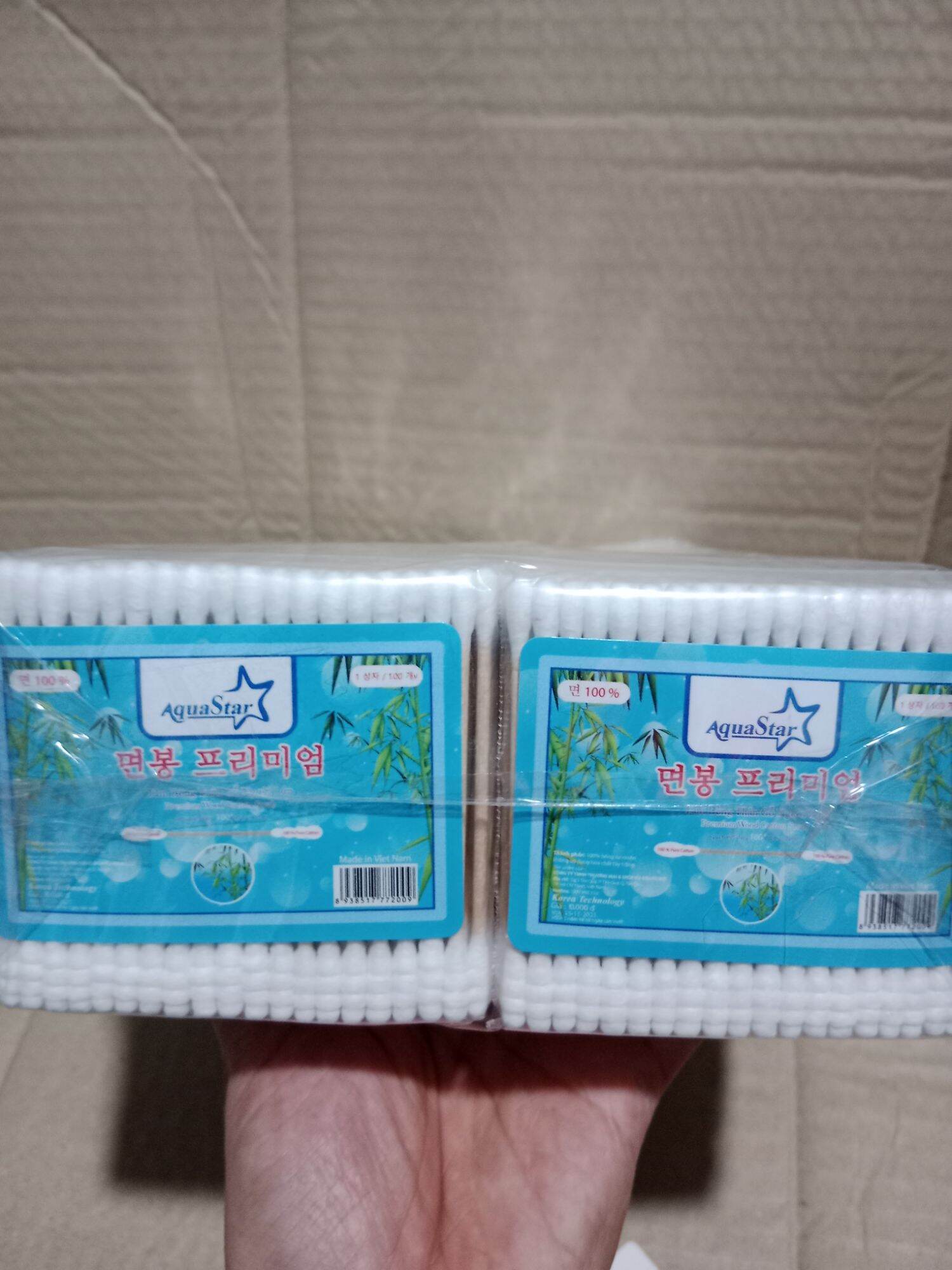 Tăm Bông ráy tai thân gỗ 100 que AquaStar