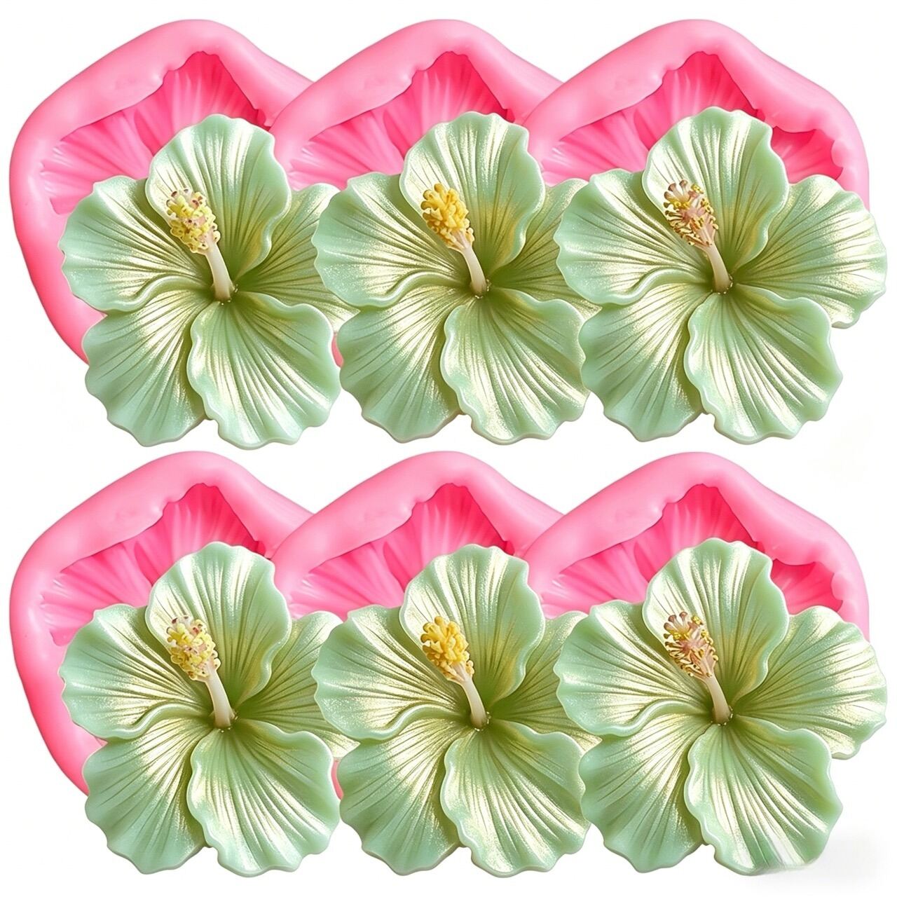 Bộ 6 Khuôn Silicon Hình Hoa Hibiscus Để Làm Nến Thơm Thủ Công Đồ Thủ Công Bằng Nhựa Resin Đồ Trang Sức Xà Phòng Đất Sét & Thạch Cao Đồ Trang Trí Nhà Cửa Quà Tặng Lãng Mạn
