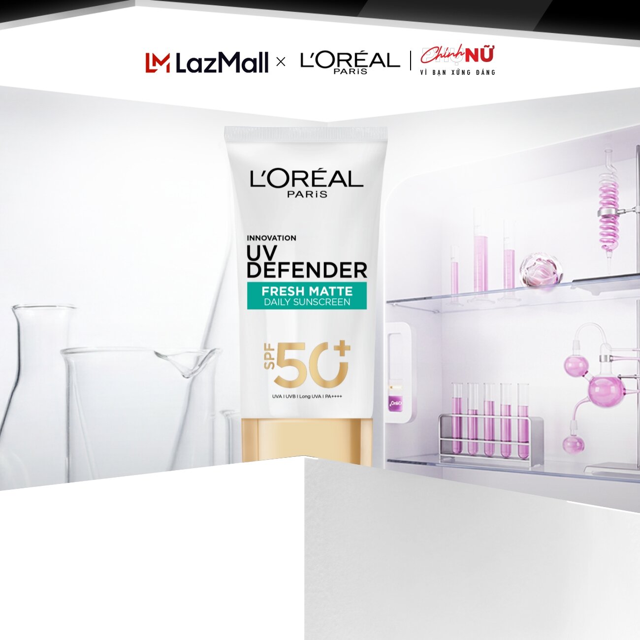 Kem chống nắng Kiềm dầu Thoáng mịn da Bảo vệ Chống Lão hóa L’Oreal Paris UV Defender SPF 50+ PA++++ 50ml​