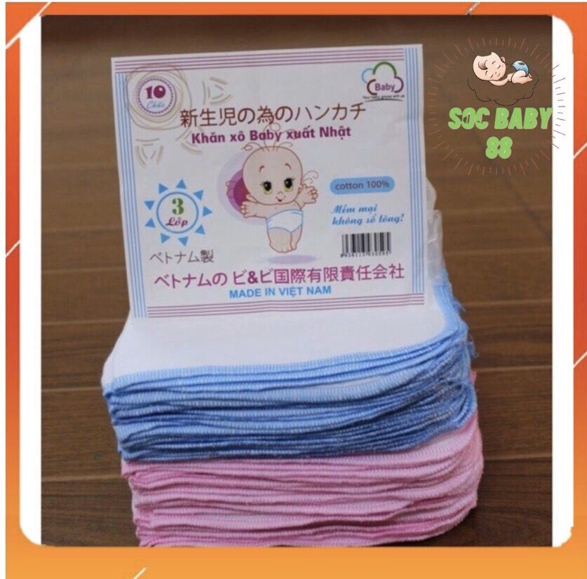 Set khăn xô sữa xuất nhật 2,3,4 lớp, khăn sữa xuất nhật soc baby 88 cho bé yêu