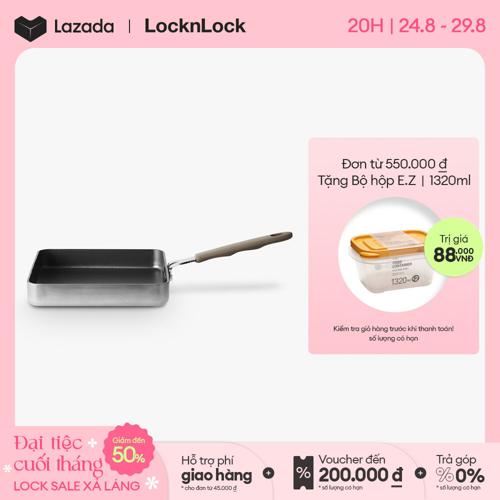 Chảo chiên chống dính hình vuông Lock&Lock Handycook 14cm LHD1146 - 1 tay cầm - Màu xám - Hàng chính hãng