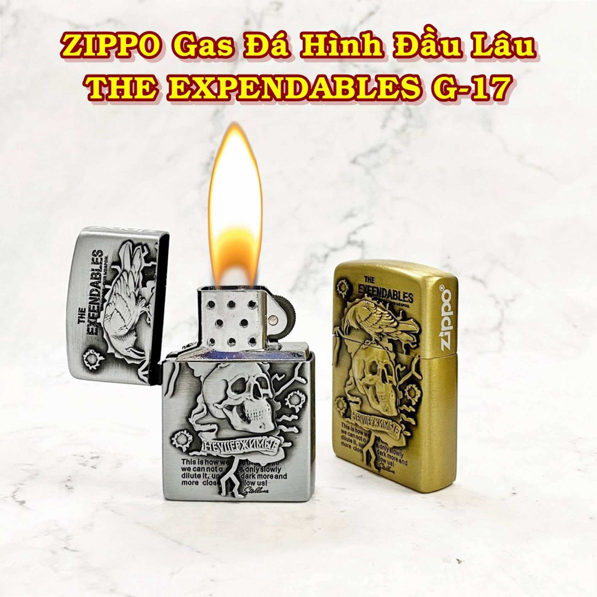 [HCM] Bật Lửa Zippo Gas Đá Hình Khắc Nổi Các Kiểu (Chọn Mẫu)