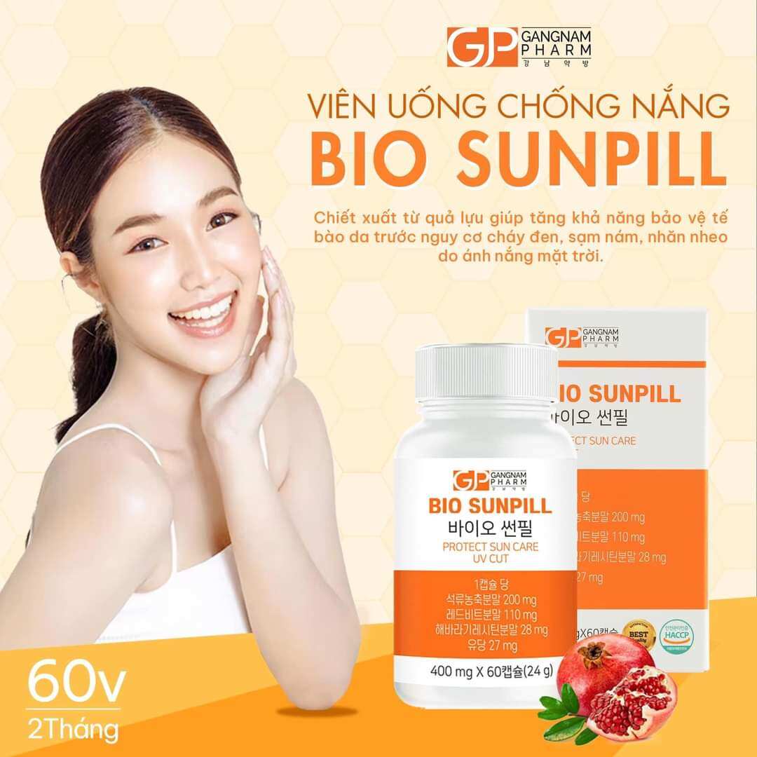 Viên Uống Chống Nắng Nội Sinh Bio Sunpill Hàn Quốc Hộp 60 viên