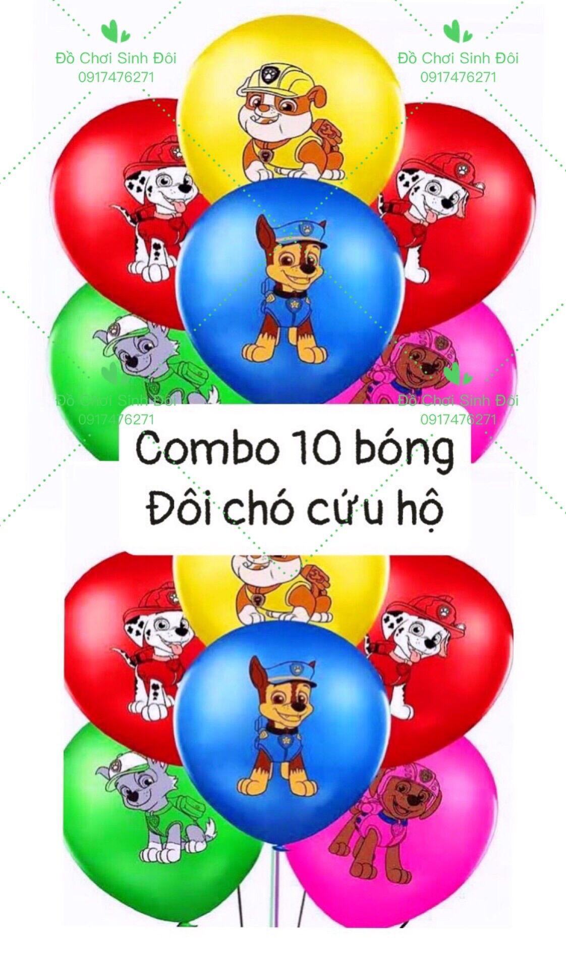 Bong bóng hình đội chó cứu hộ - combo 10 cái