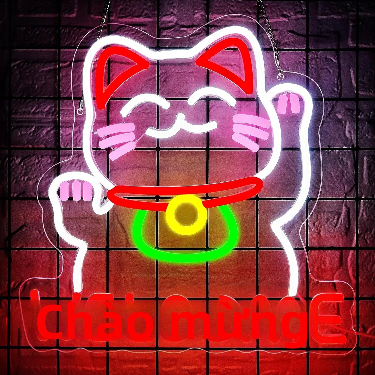 Lucky Cat Neon Sign Đèn LED Hỗ Trợ Nguồn Điện USB Có Thể Điều Chỉnh Độ Sáng Cho Nhà Hàng Ramen Shop Bar Phòng Ngủ Văn Phòng Trang Trí Tường