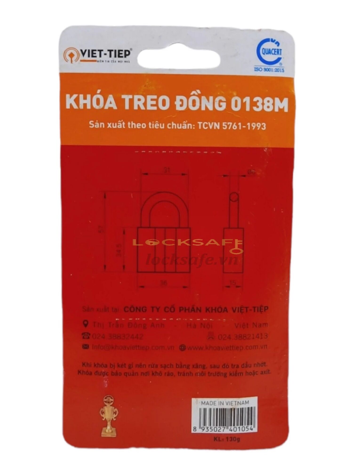 Ổ Khoá Bấm Việt - Tiệp 0138M.