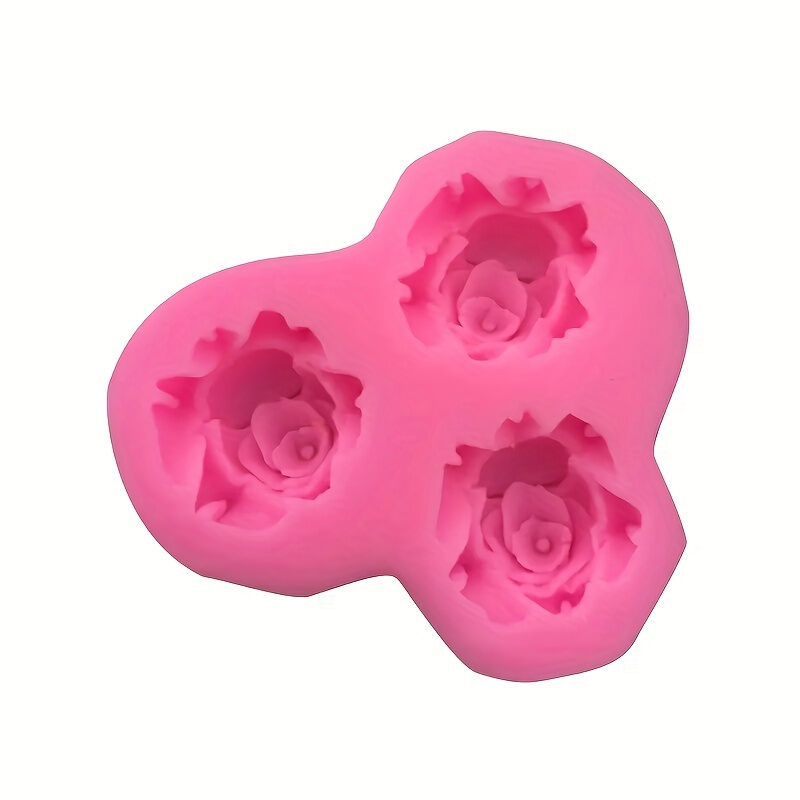 1PC Ba Hoa Hồng Khuôn Hoa Nhựa Silicon Đúc Khuôn Cho Đất Sét Polymer Đồ Trang Trí Làm Nến Sáng Tạo Bền Dễ Dàng Sử Dụng