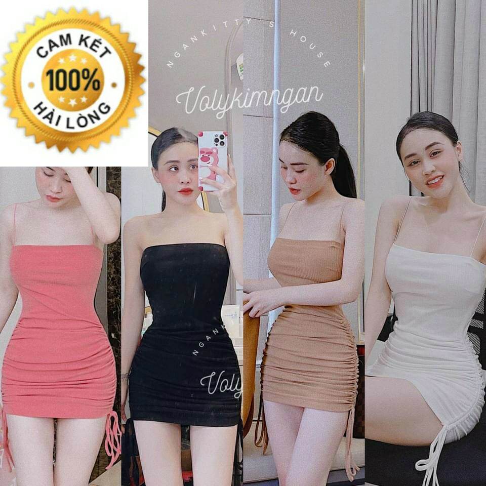 Đầm rút dây 2 bên vải len gân, đầm kiểu nữ,su su