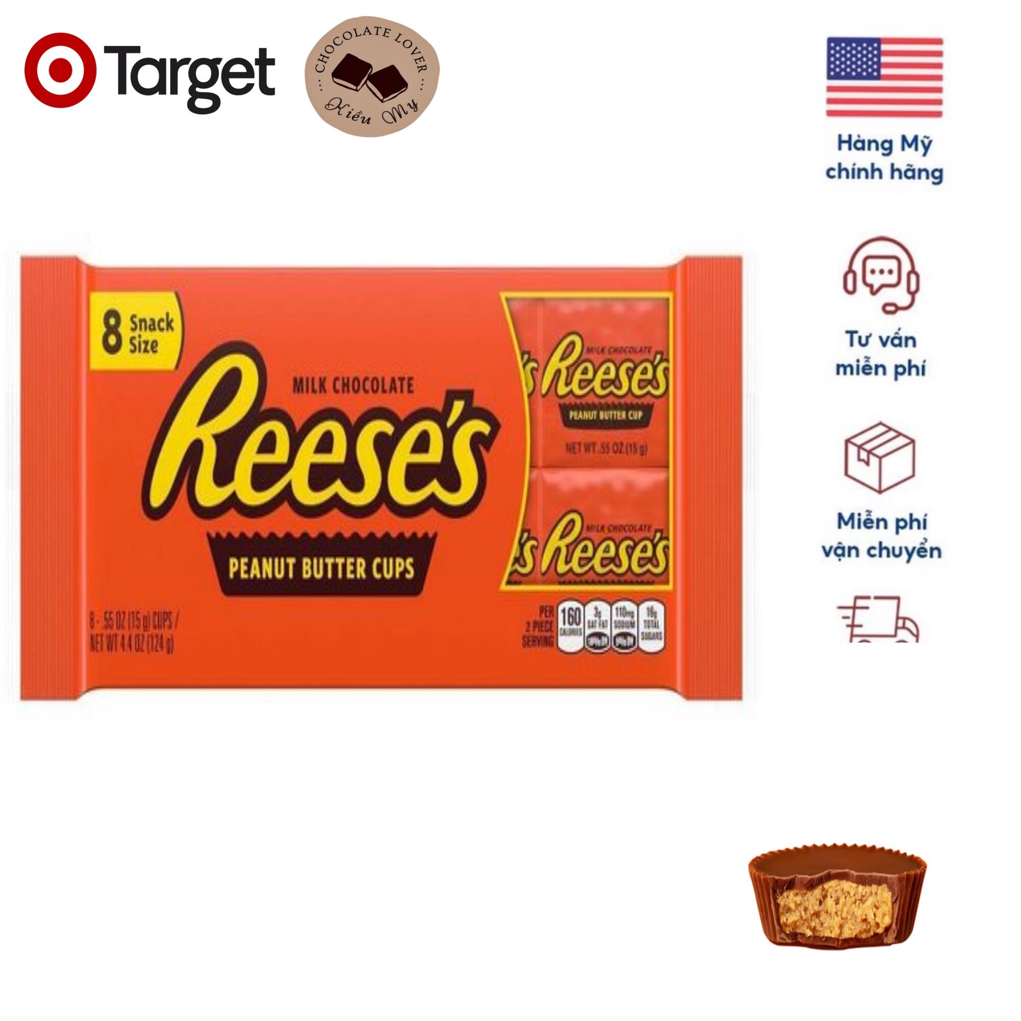 Date 09 2023 Candy Chocolate American peanut butter REESE S bag 124g
