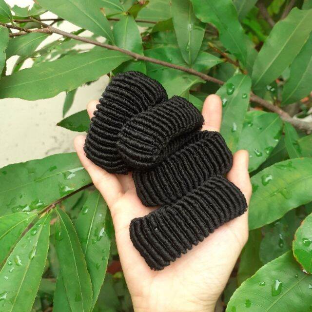 Túi 12 thun cột tóc sọc màu đen