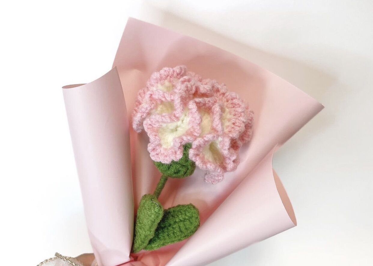 Bó hoa cẩm chướng len móc