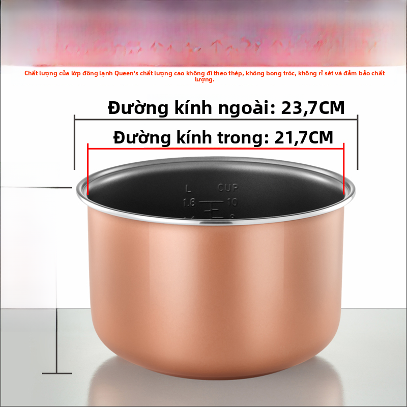 Boveos/pentium Nồi Cơm Điện Đa Năng Lớp Lót Bên Trong 2l 3l 4l 5l Chống Dính Hình Tam Giác Nửa Quả Cầu Dày Hợp Kim Nhôm Chức Năng Canh Cho 3-5 Người