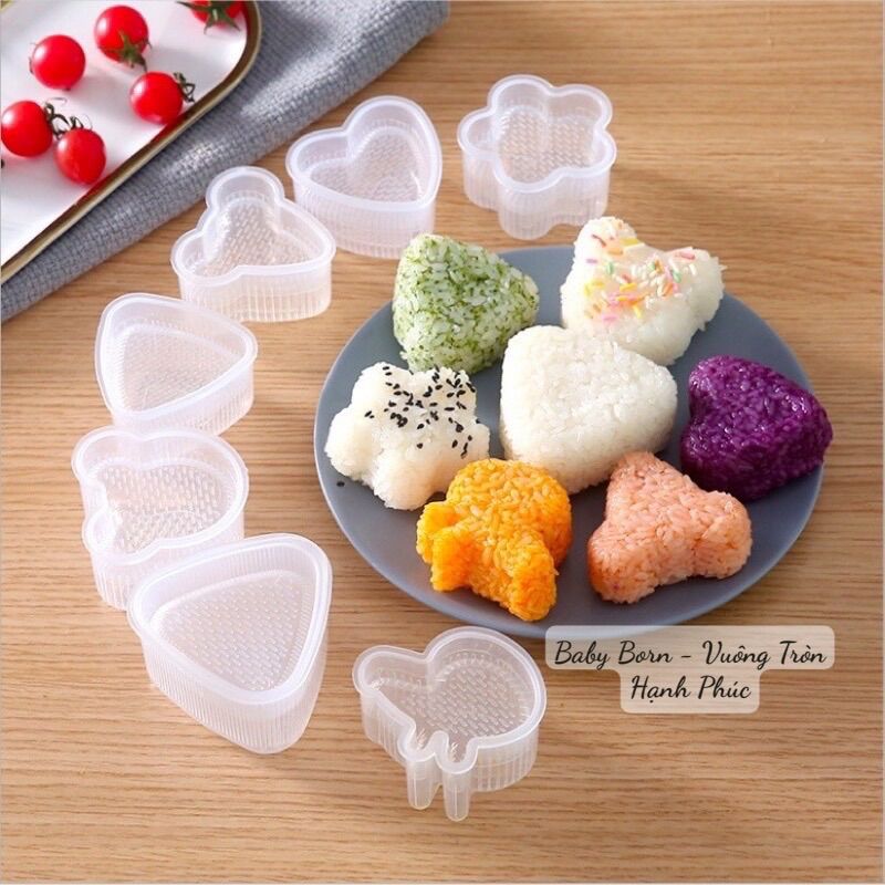 - sét 7 khuôn ép cơm nắm nhiều hình cho bé làm sushi onigiri nhật bản giúp trẻ ăn dặm