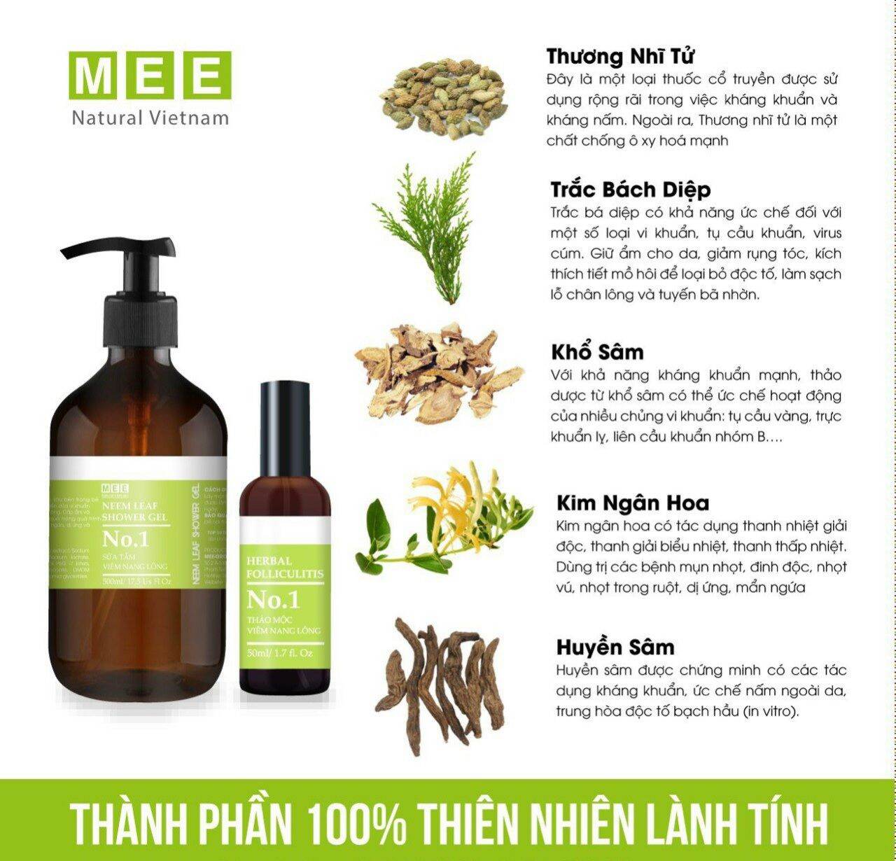 [ XỊT 100ML, SỮA TẮM ] COMBO MEE NATURAL CHO VNL
