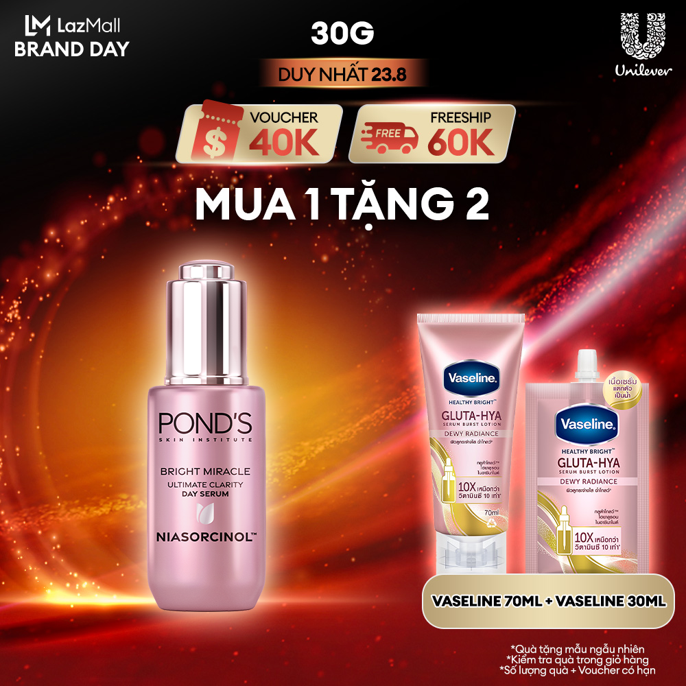 Serum sáng đa tầng ban ngày Pond's Bright Miracle mờ thâm sạm với 50X Niasorcinol 30G