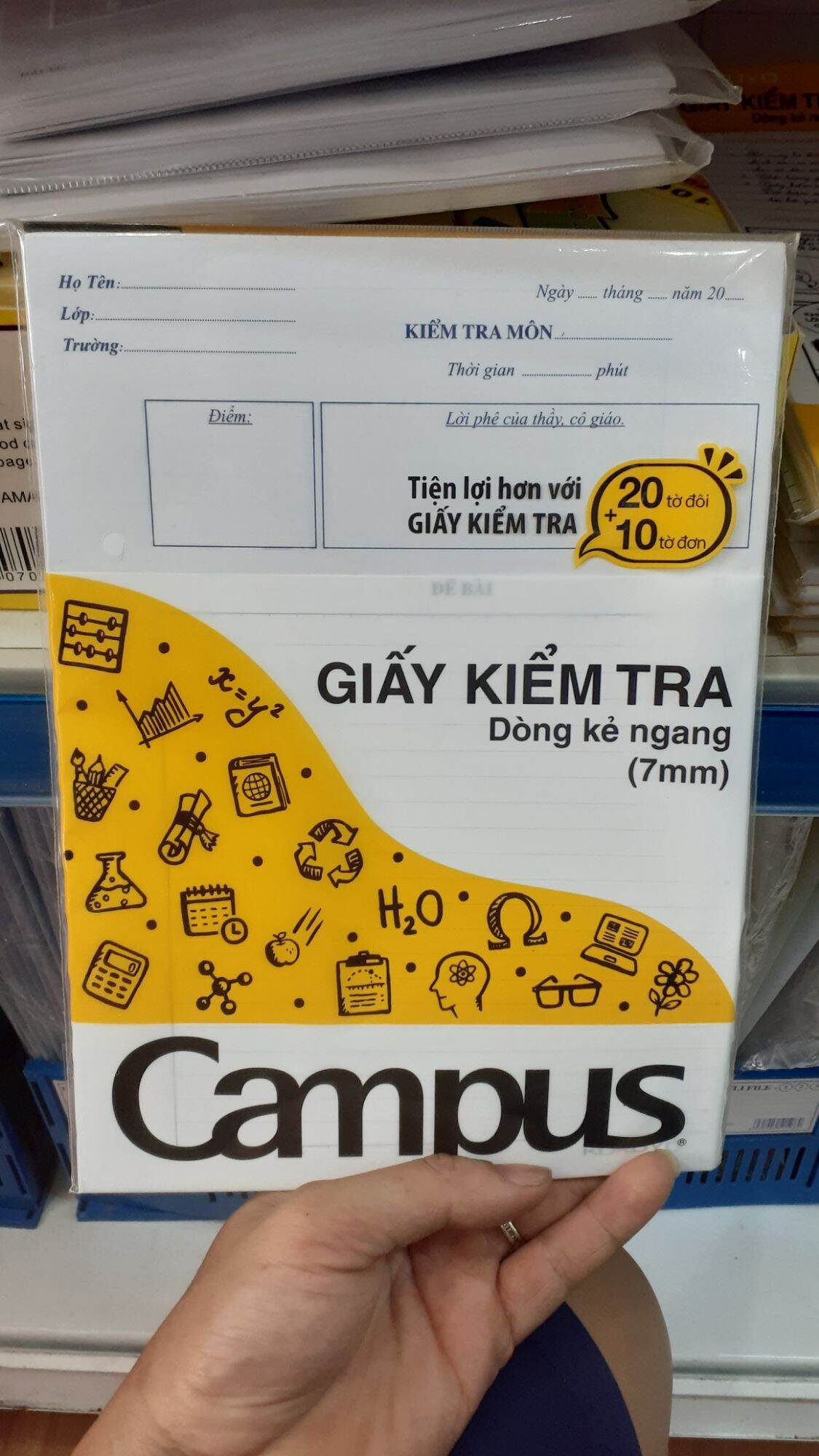 Giấy kiểm tra cấp 2 campus 20 tờ đôi+10 tờ đơn