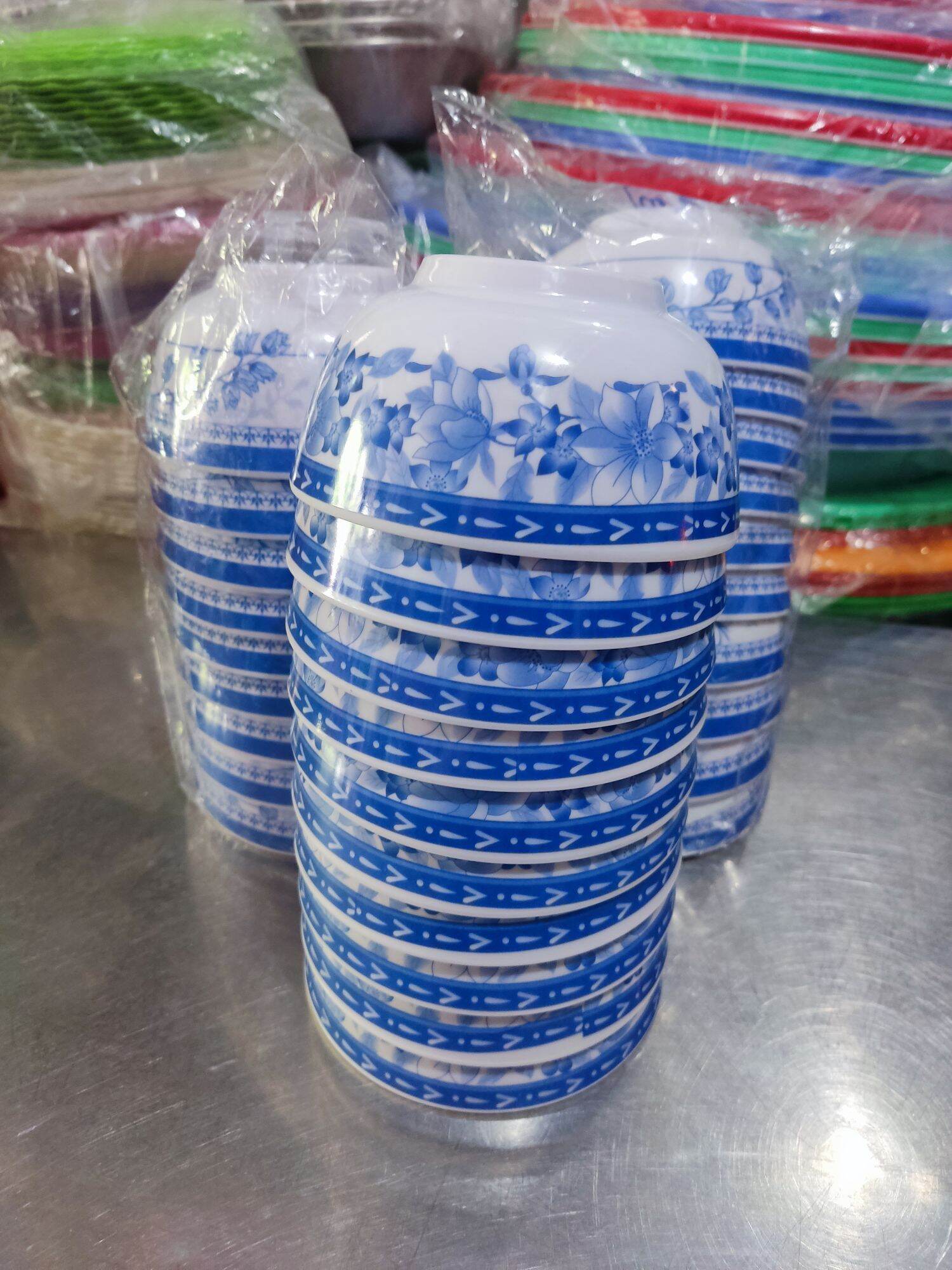 10 chén bông dùng ăn cơm nhựa melamine .