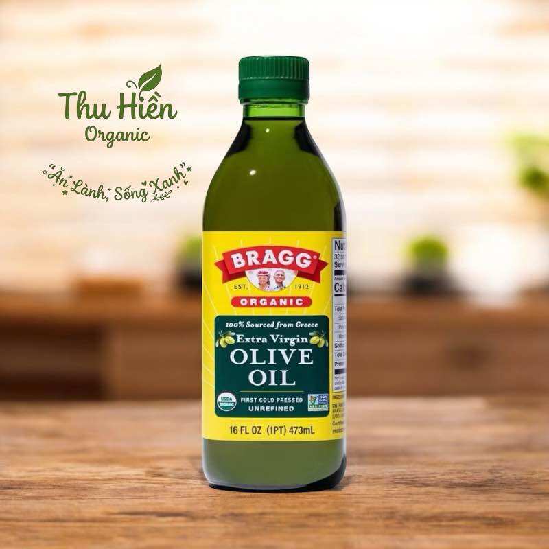 Dầu Olive hữu cơ Bragg giống Koroneiki từ Hi Lạp -473ml - Extra Virgin OLIVE OIL