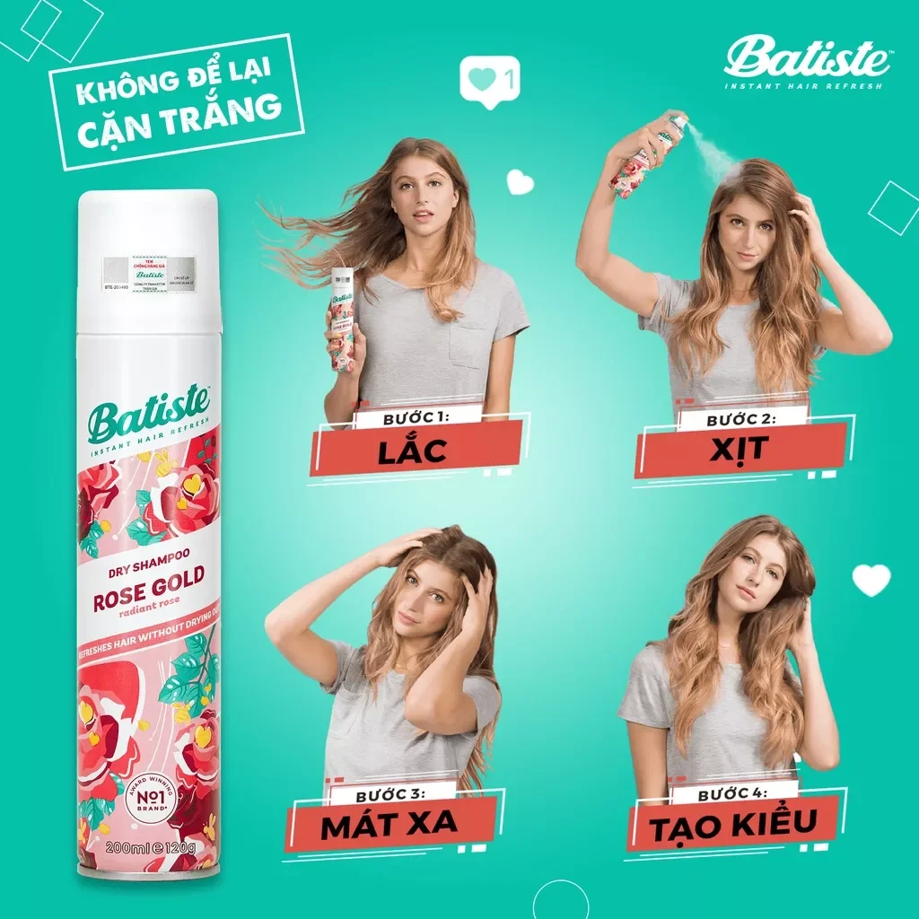 Dầu gội khô Batiste Dry Shampoo 200ml