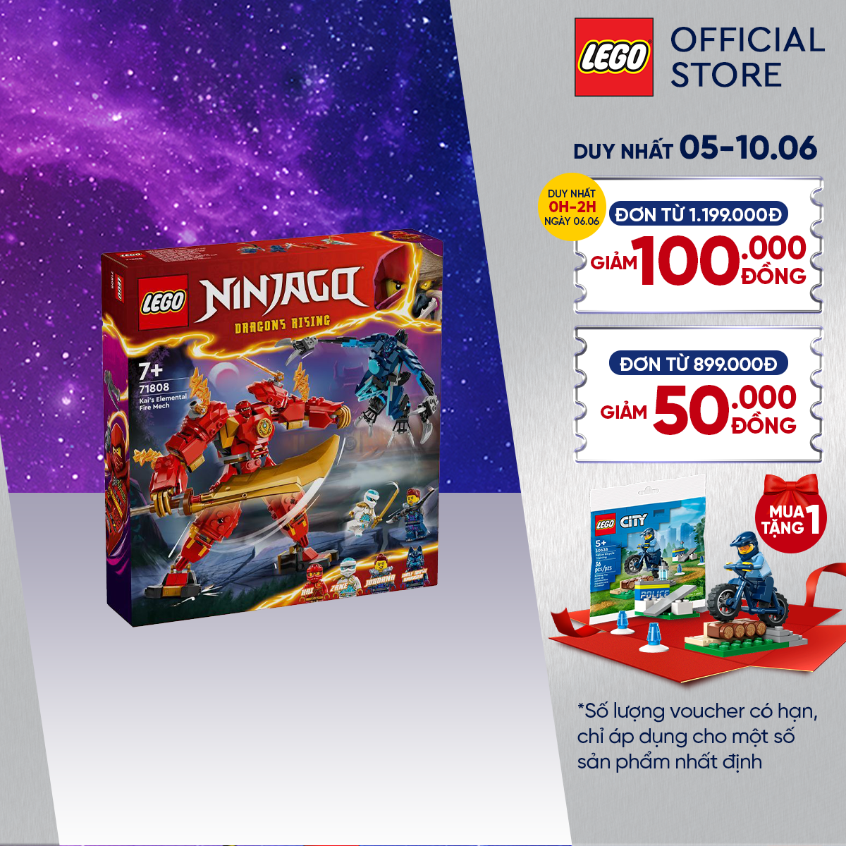 Lego ninjago 71808 đồ chơi lắp ráp chiến giáp lửa của kai