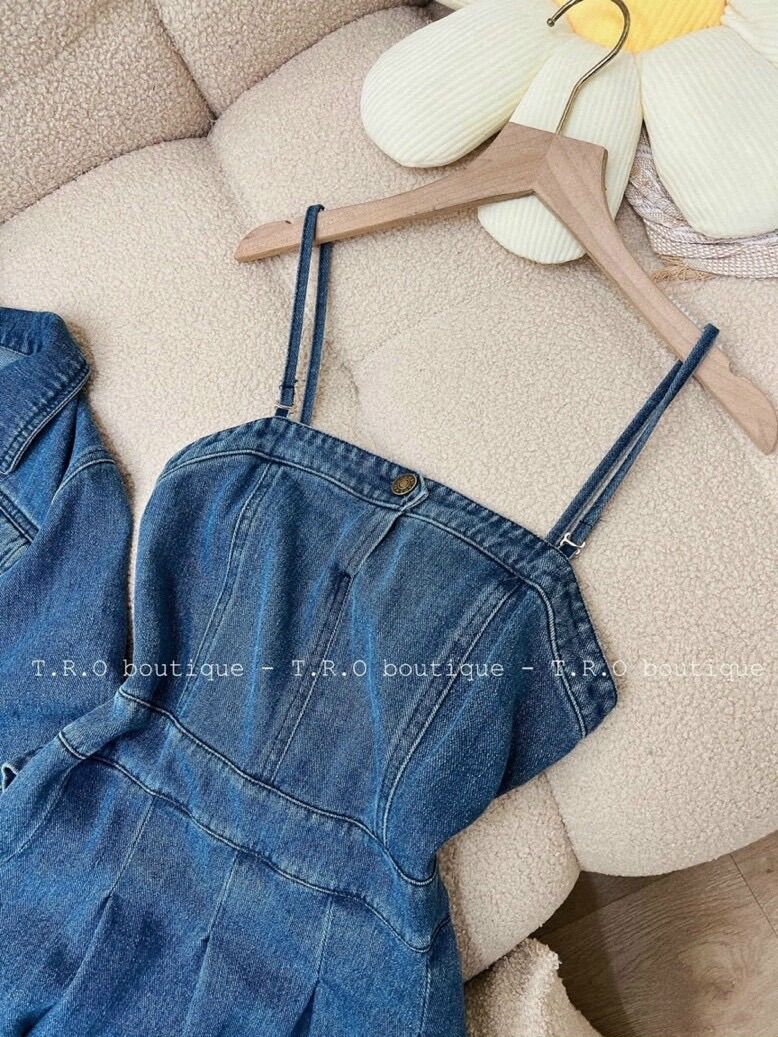 (SHOP BIGSIZE NỮ 50KG ĐẾN 90KG)  set đầm 2 dây jean