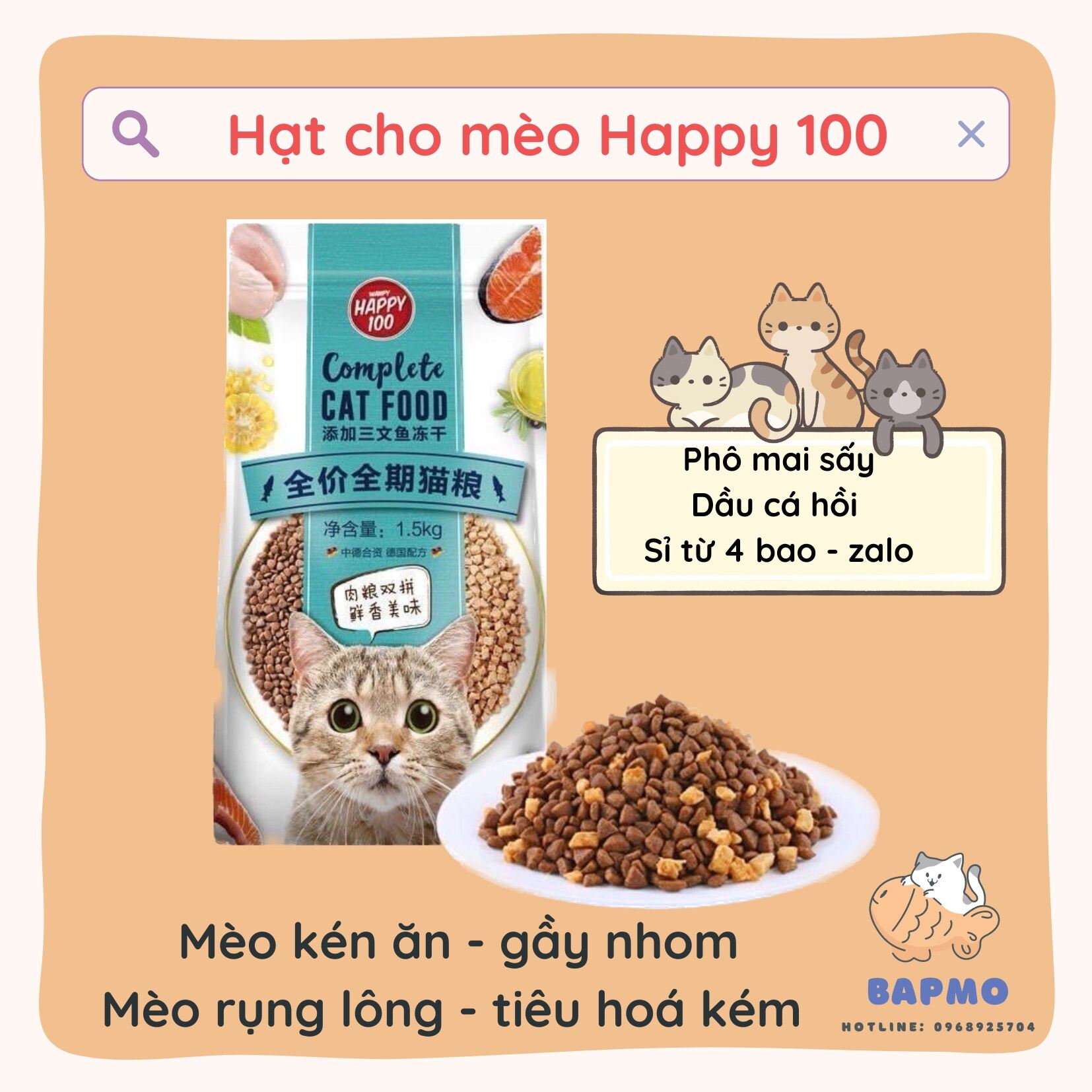 Hạt Wanpy Happy 100 Thức Ăn Cho Mèo Kén Ăn