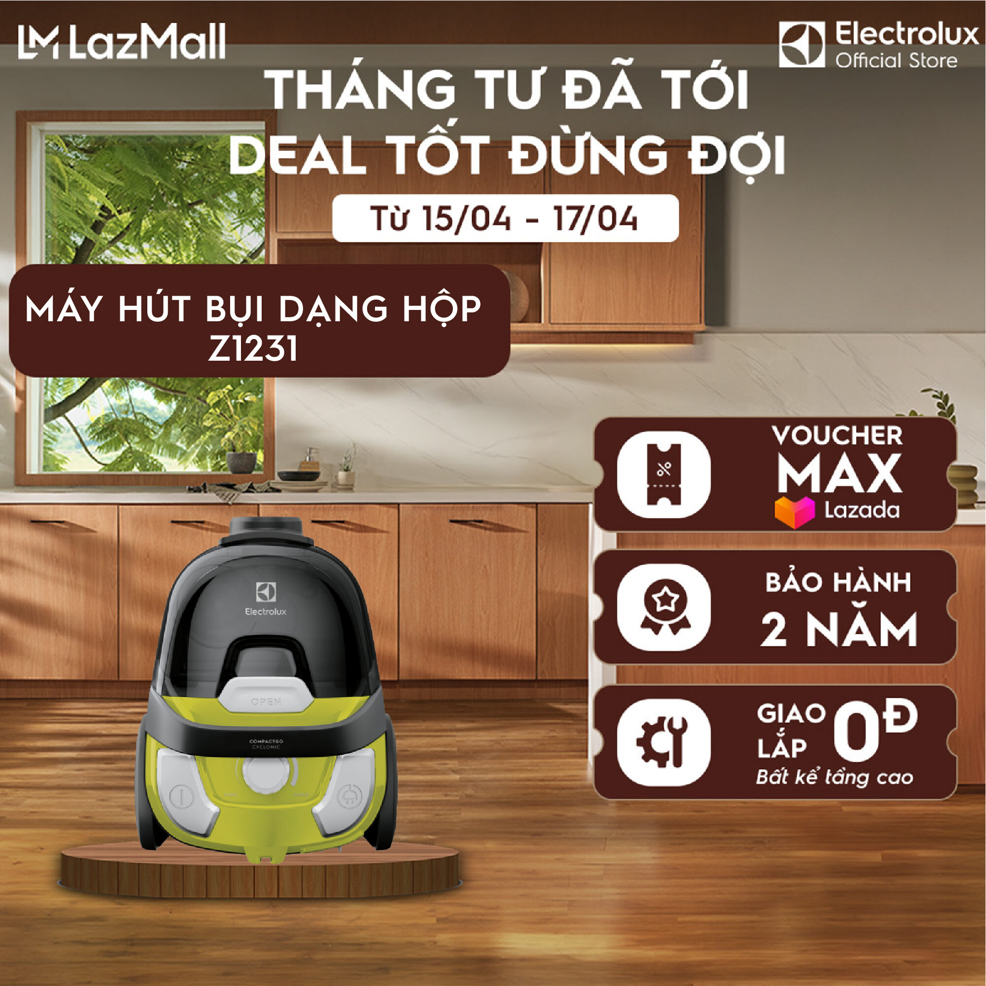 Máy hút bụi có dây Electrolux Z1231 - đầu hút 2 trong 1, bộ lọc HEPA, nhỏ gọn