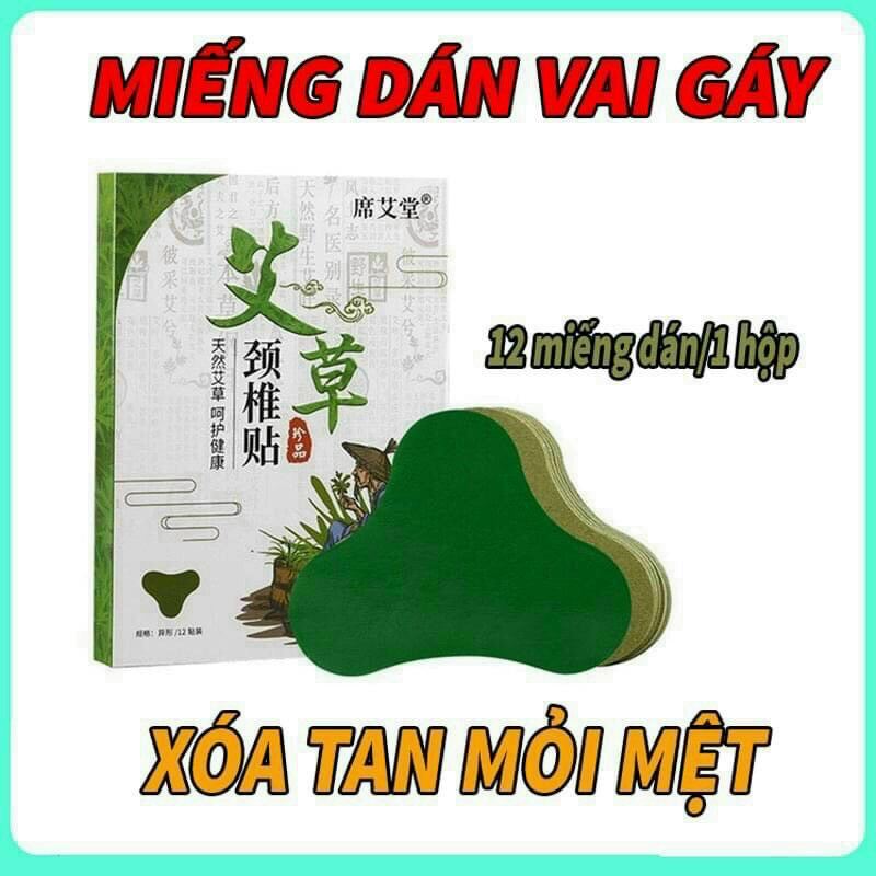 Hộp 12 miếng dán ngải cứu vai gáy giảm đau cổ vai gáy, thải độc