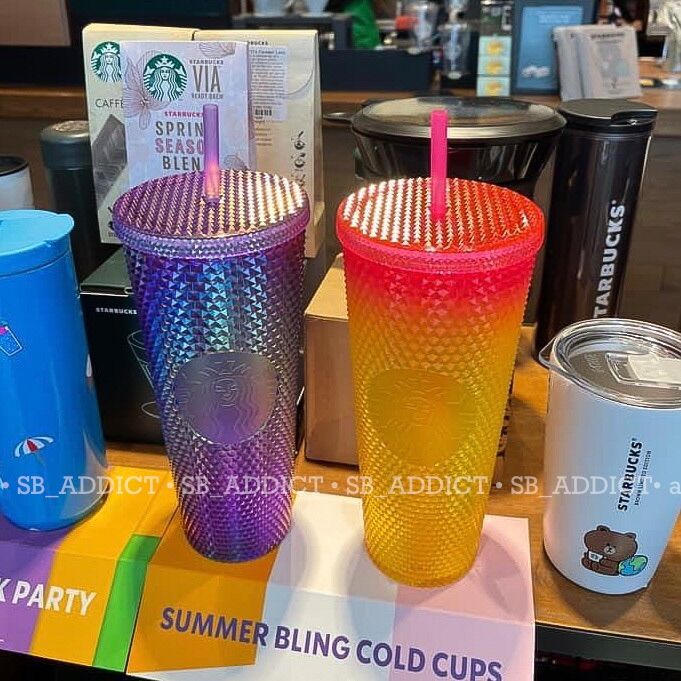 Chính hãng - ly starbucks cold cup 240z bling purple swirl studded sb_addict