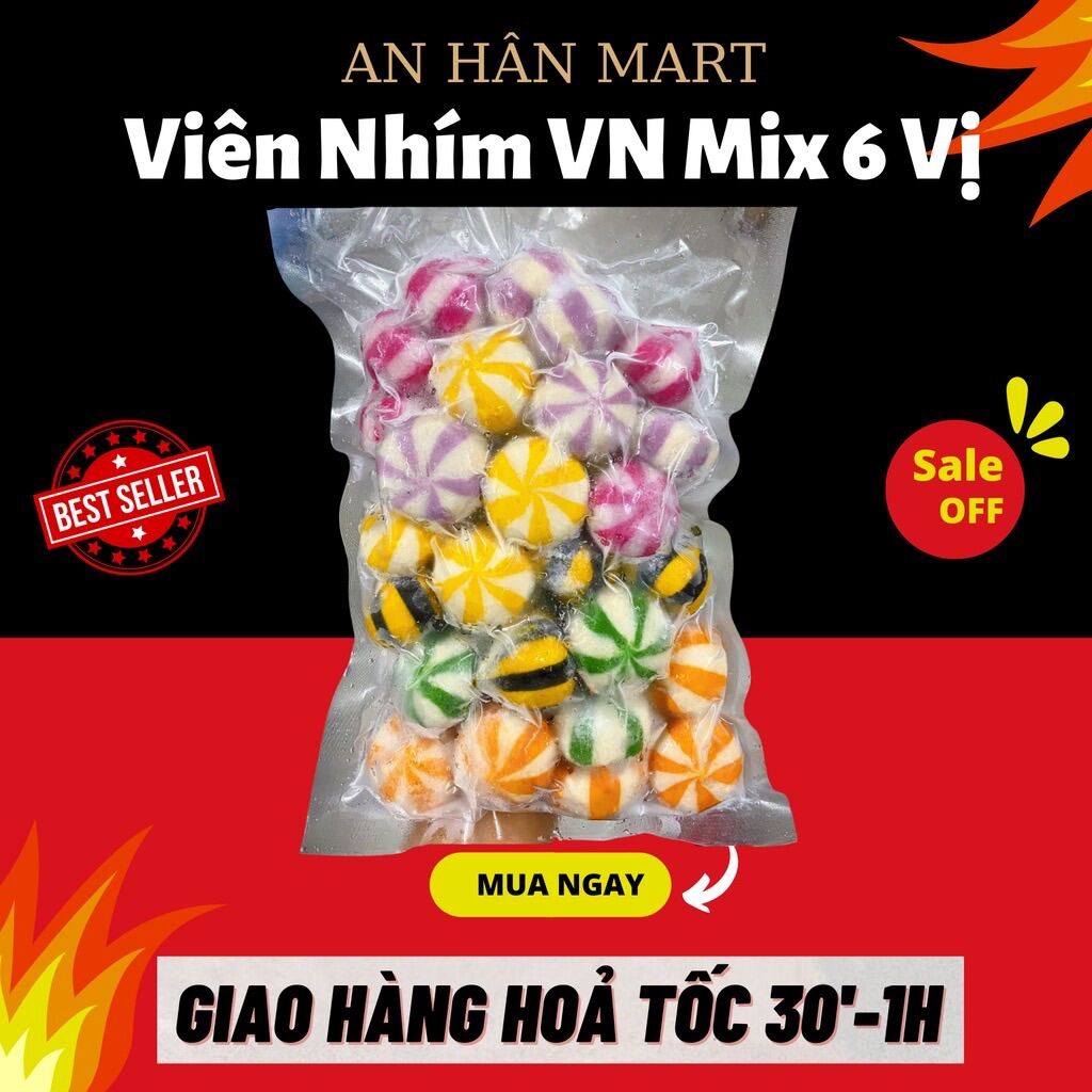 Set Viên Thả Lẩu Mix Bánh Bao Nhím Trứng Cá 6 vị gói 500g