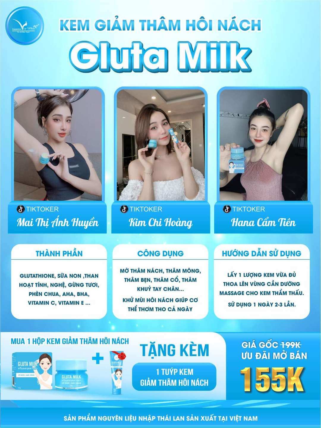 KEM TRỊ THÂM, KHỬ MÙI HÔI NÁCH (MUA 1 TẶNG 1 )