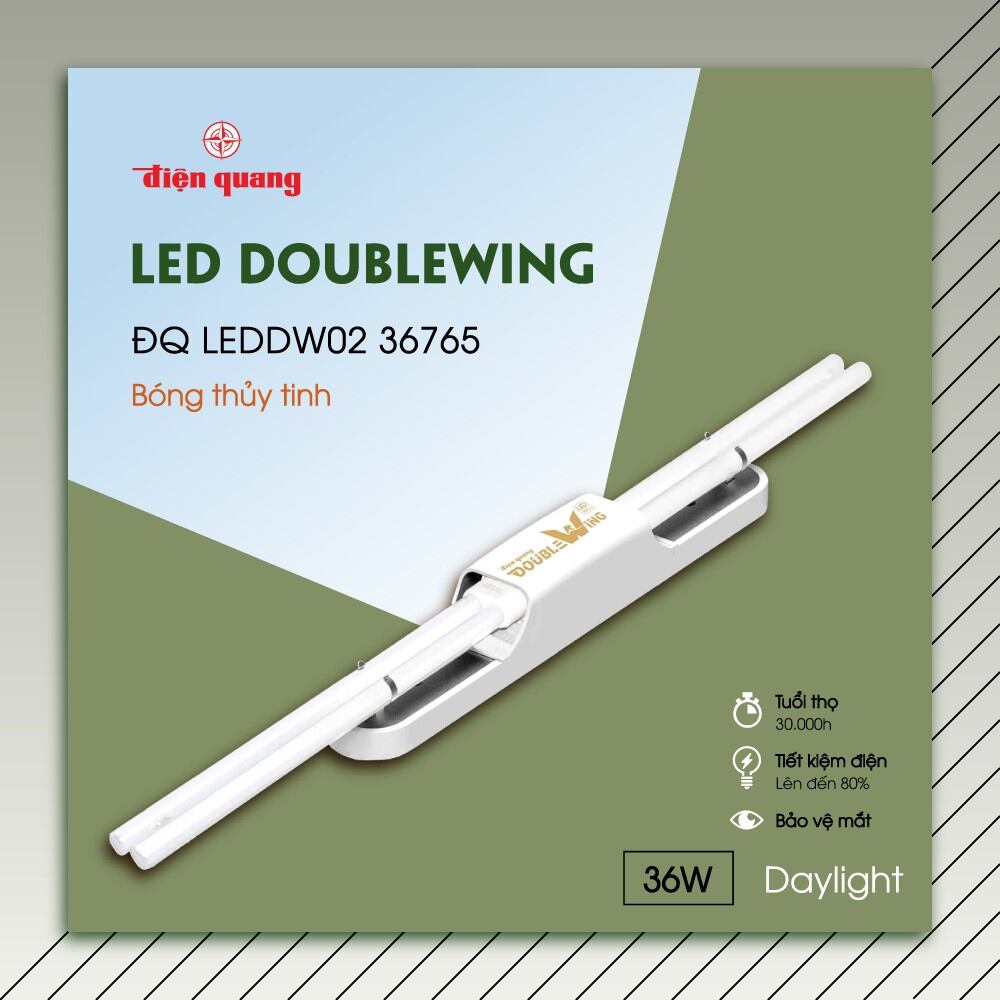 Bộ đèn led Điện Quang Doublewing 36w bóng thủy tinh