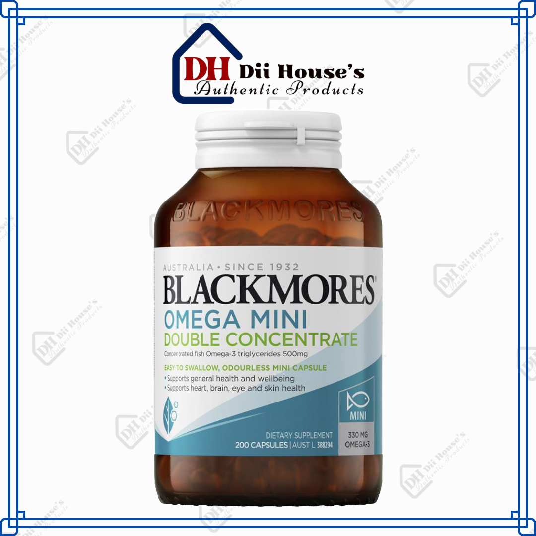 Blackmores Omega Mini Double Concentrate - Dầu Cá Không Mùi của Úc 200 viên.