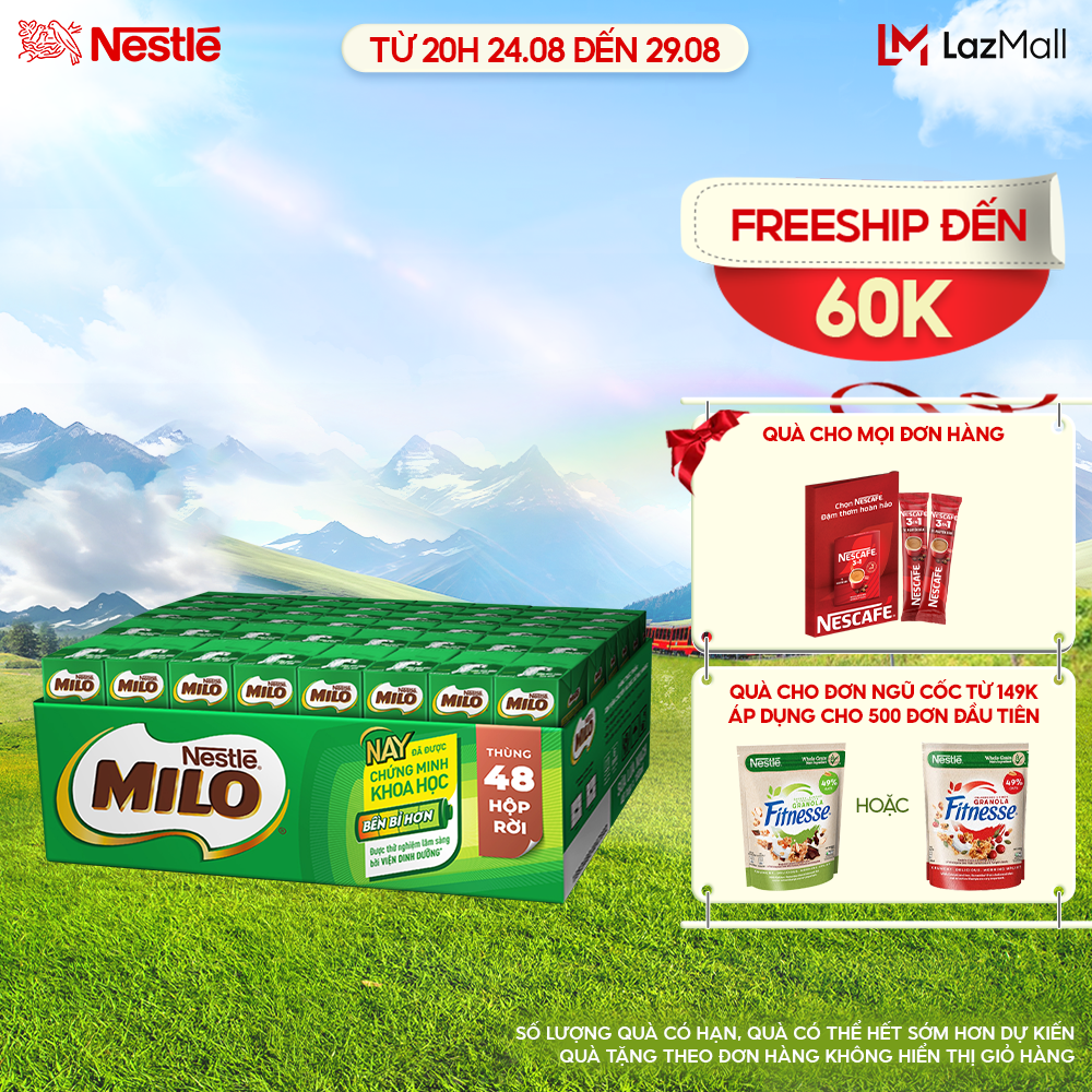 Sữa lúa mạch nestlé® milo® thùng 48 hộp x 180ml