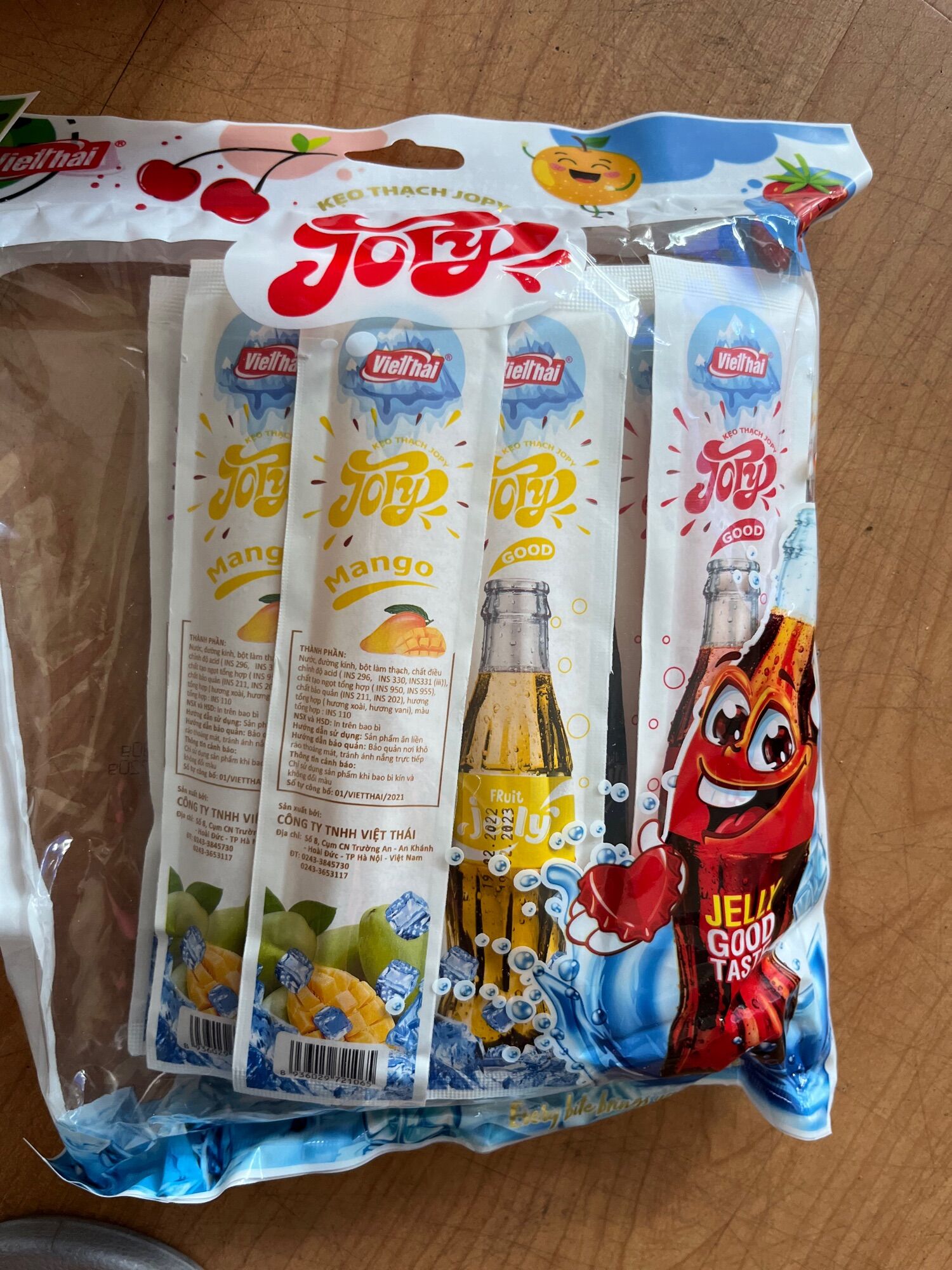 GÓI KẸO THẠCH JOPY NHIỀU VỊ THANH DÀI VIỆT THÁI 800G tầm 25gói nhỏ